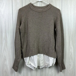 Brochu Walker Womens Sweater Small Olympia Layered Pullover Crew Wool‎ Fox Italy